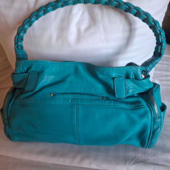 B.Makowsky Blue Leather Purse - Picture 3 of 5